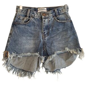One X One Teaspoon Hawks Relaxed Fit High Rise Twisted Cuff Hem Shorts Sz 24